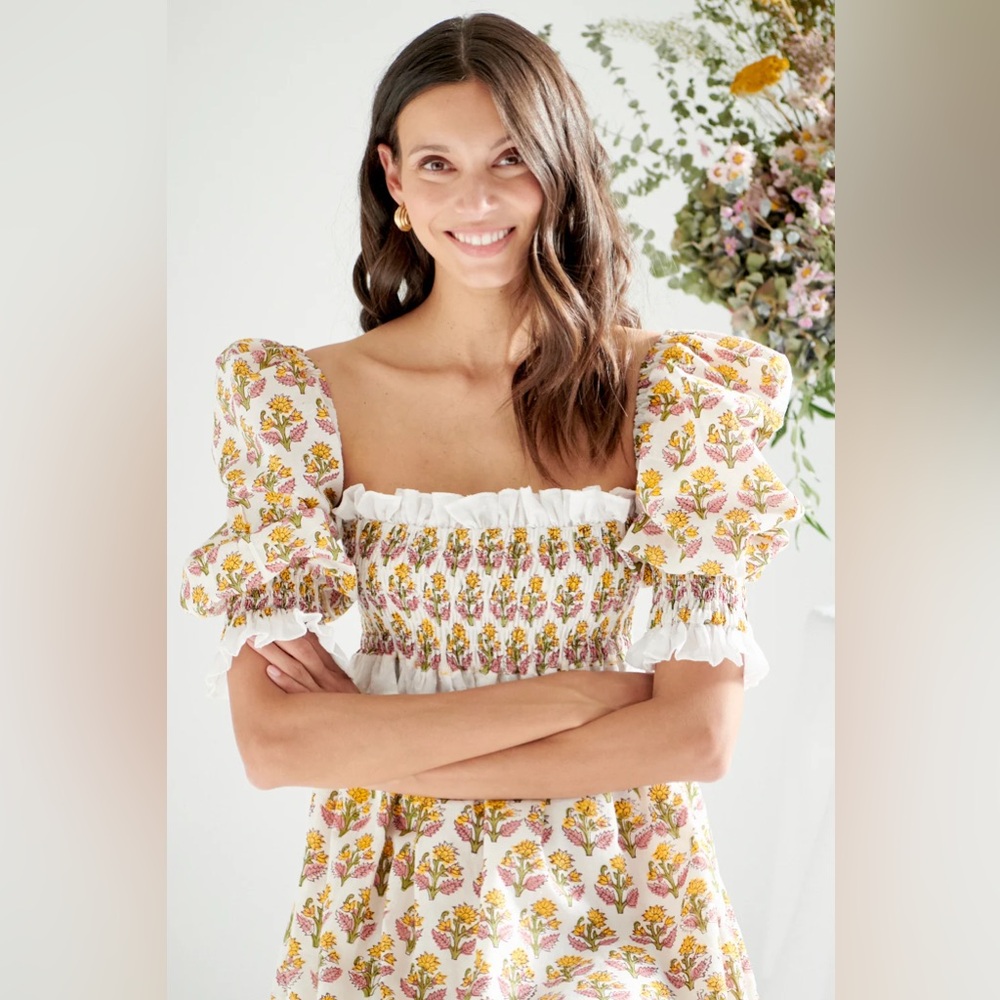 Floral Maxi Dress in Yellow and White